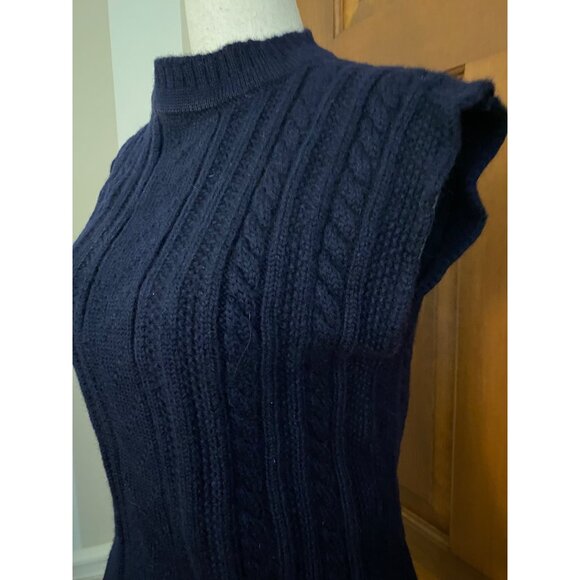 VTG Laura Ashley 100% Wool Thick Cable Knit Sweater Womens Small Preppy Classic - Picture 3 of 13